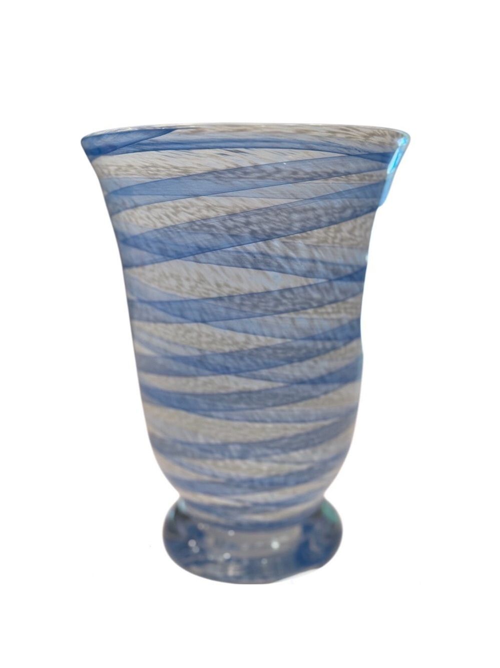 Elegant Blue and White Swirl Glass Vase